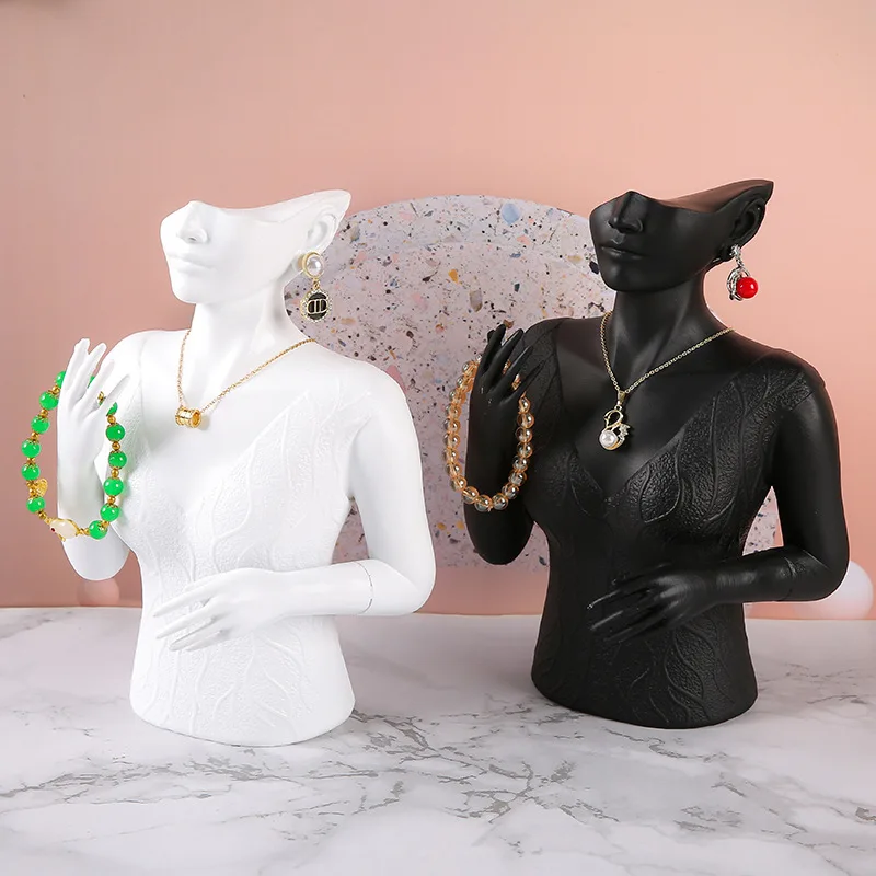 Luxury Jewelry Display Stand Earrings Showcase Holder Jeweler Necklaces Show Shelf Resin Model Earrings Jewellery Storage Rack