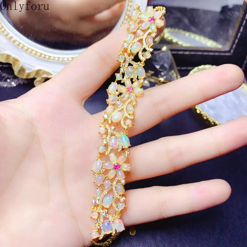 Natural Opal bracelet Classic Fashion Jewelry S925 Silver Plated 18K Gold Opal bracelet Gemstone Engagement Fall New Product