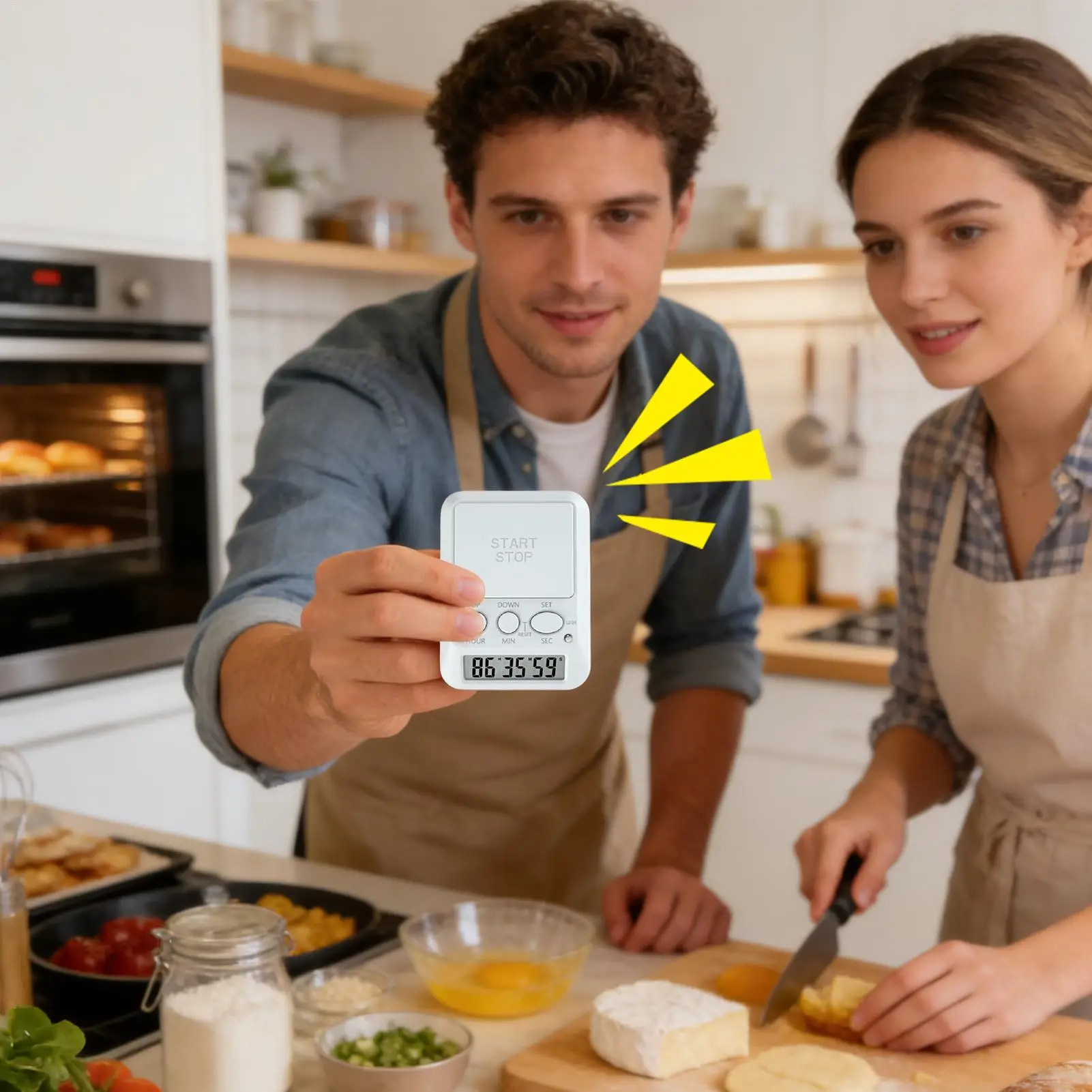 Kitchen Timer LED Display Countdown Reminder With Light And Buzzer Alert Digital Oven Timer For Teacher Student Study Baking