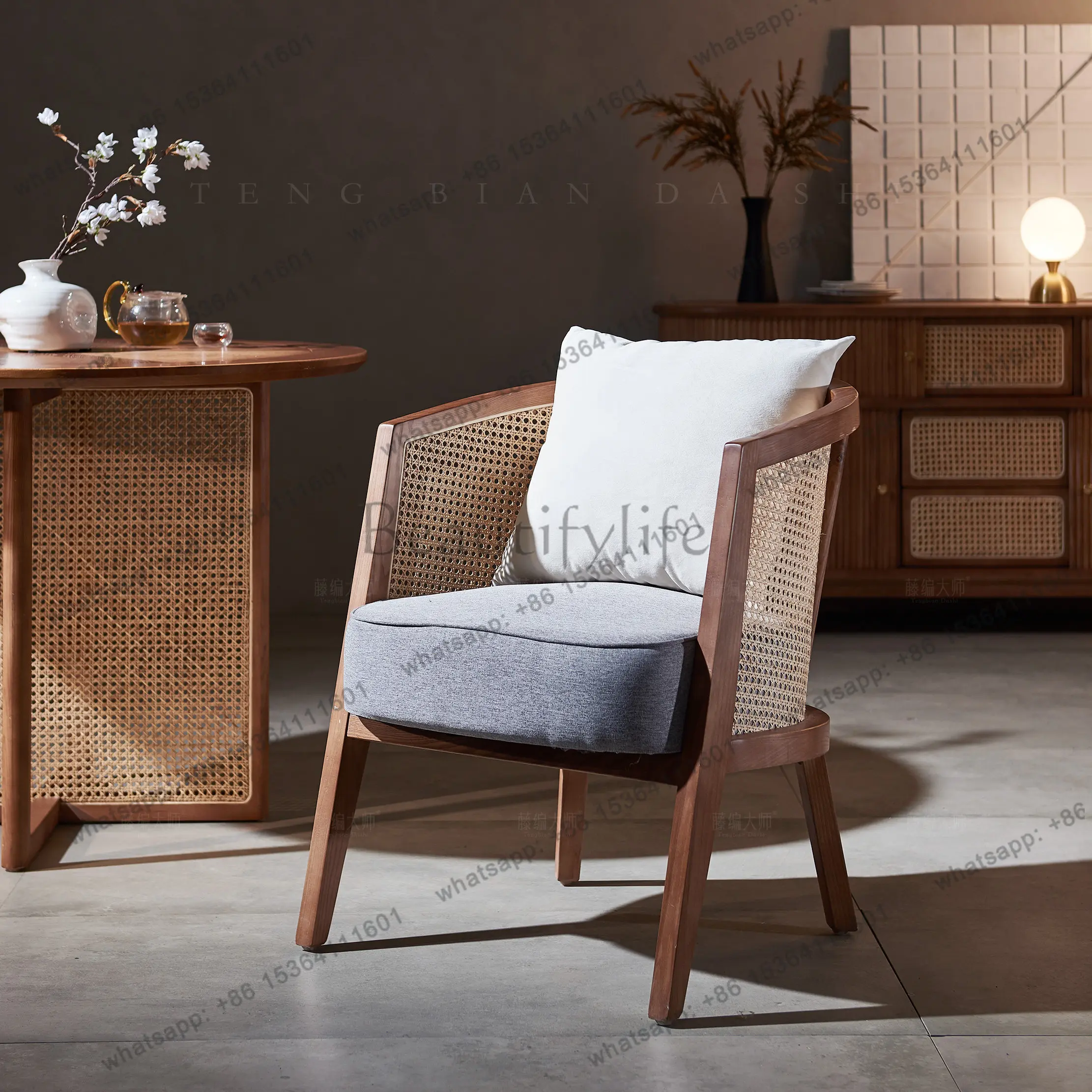 LD Nordic rattan leisure chair balcony living room simple small table and chairs