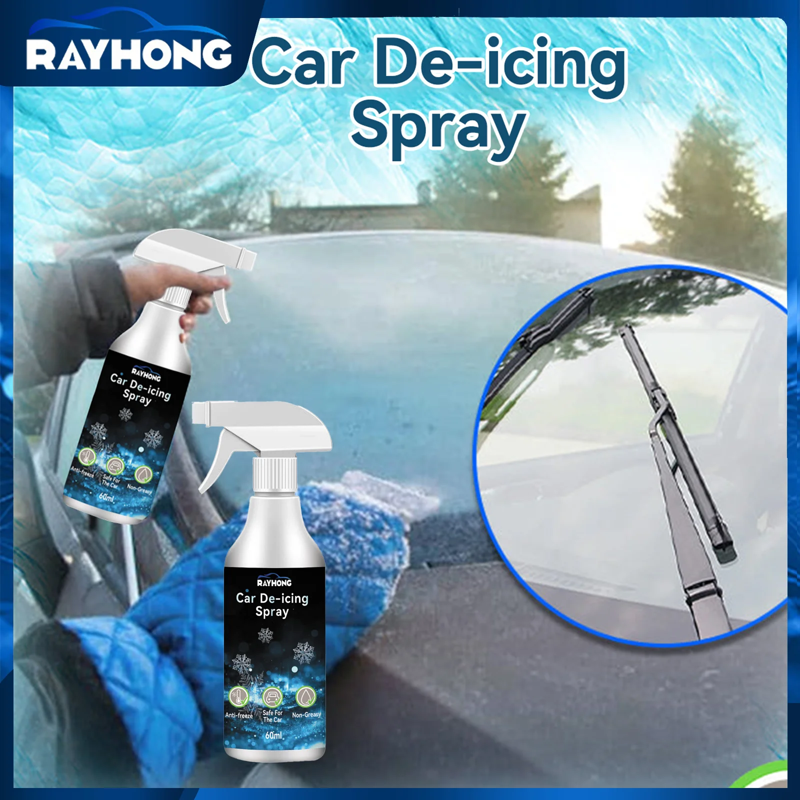 Car De Icer Spray Auto Snow Melting Agent Windshield Deicer Spray Car Defrosting Snow Dissolving Cleaner Spray For Auto Home Use