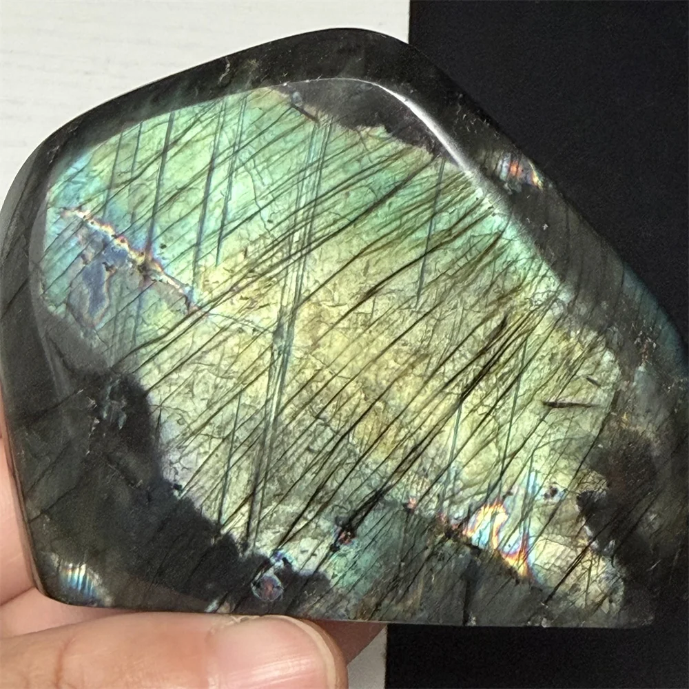 Natural Stunning Mint Green Light Labradorite Ornament Purple Shell Light Labrador Stones Mineral Specimen Colorful Lab. Blocks