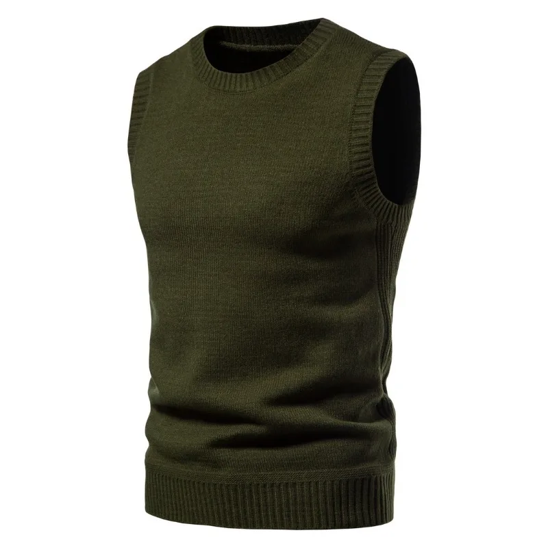 High Quality Men's Clothing 2024 Autumn/winter New Solid Color Simple and Thickened Men's Sweater Vest Knitted Sweater