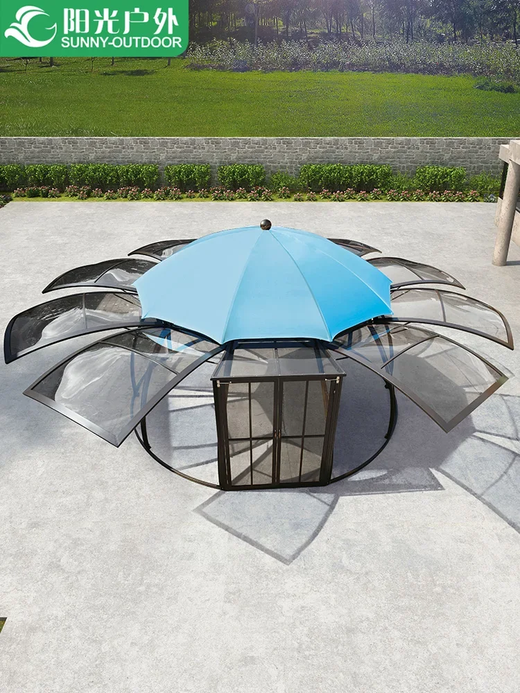 Sunshine outdoor glass room luxury aluminum alloy pavilion tent villa terrace leisure sunshine room activity sunshade