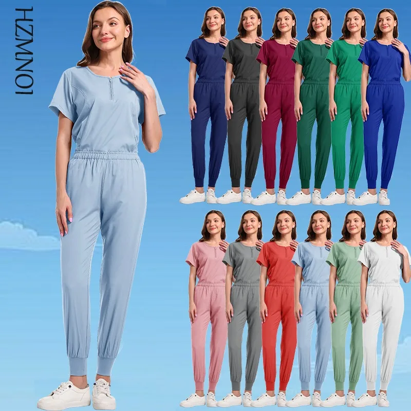 Vestaglie chirurgiche da donna, set di scrub medico da infermiera, abbigliamento da lavoro per salone di bellezza, camicie cliniche, top e pantaloni, abiti clinici da infermiera