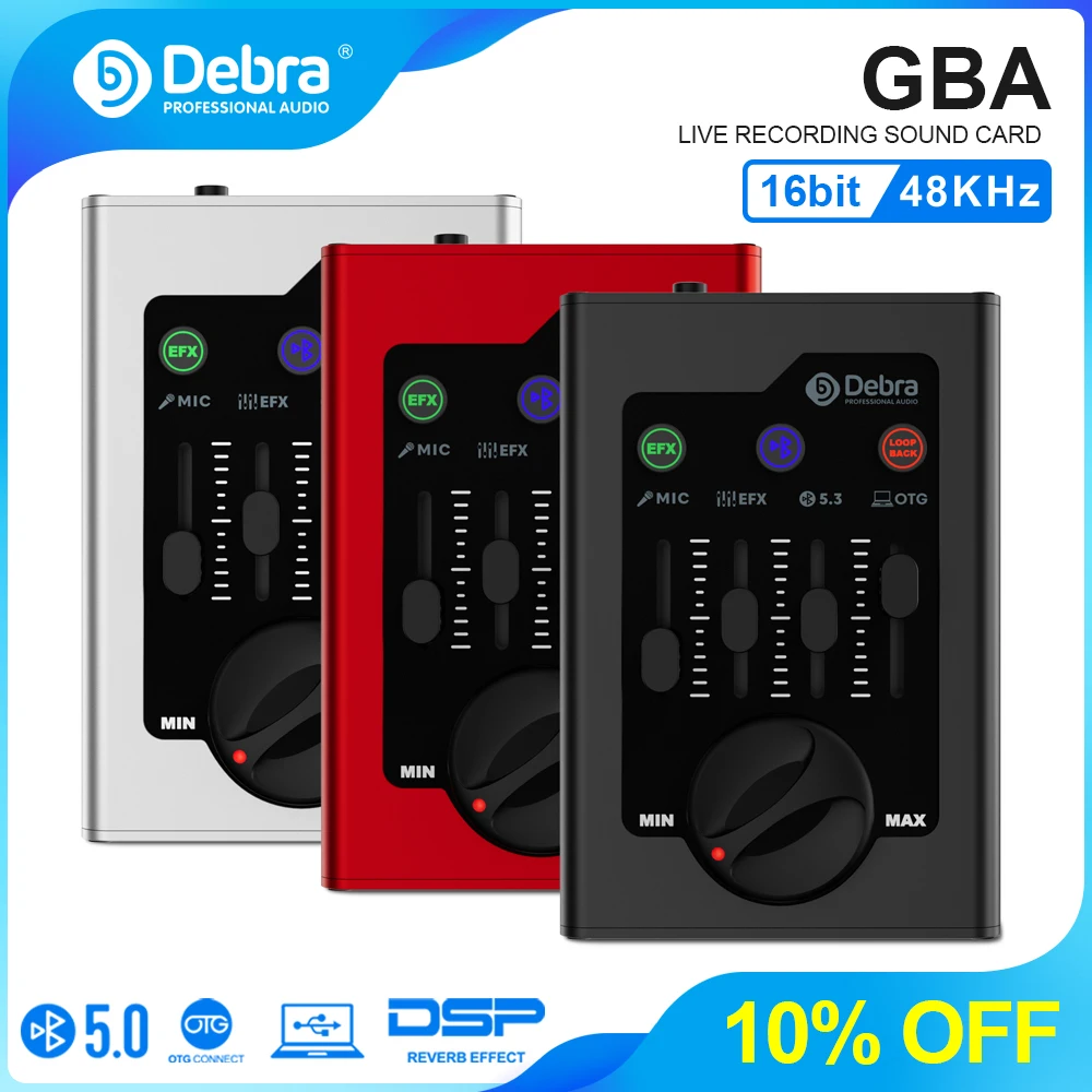 Tarjeta de sonido externa portátil con Bluetooth, muestreo OTG de 24 bits/48 KHz, reverberación y Control EQ, para Podcast/streaming/juegos en Comp