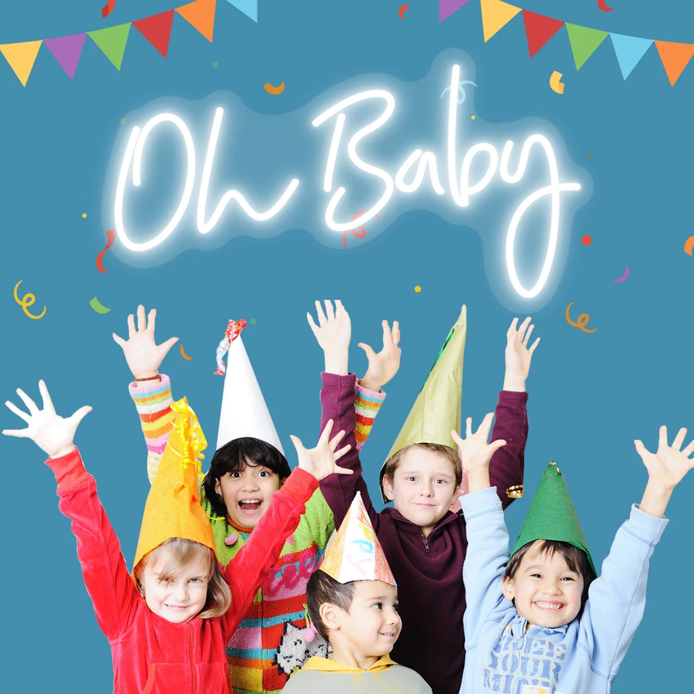 

Oh Baby Neon Led Sign Flex Clear Acrylic Neon Light Wall Decoration Dimmable Neon Sign Baby Shower & Gender Reveal Party Decor