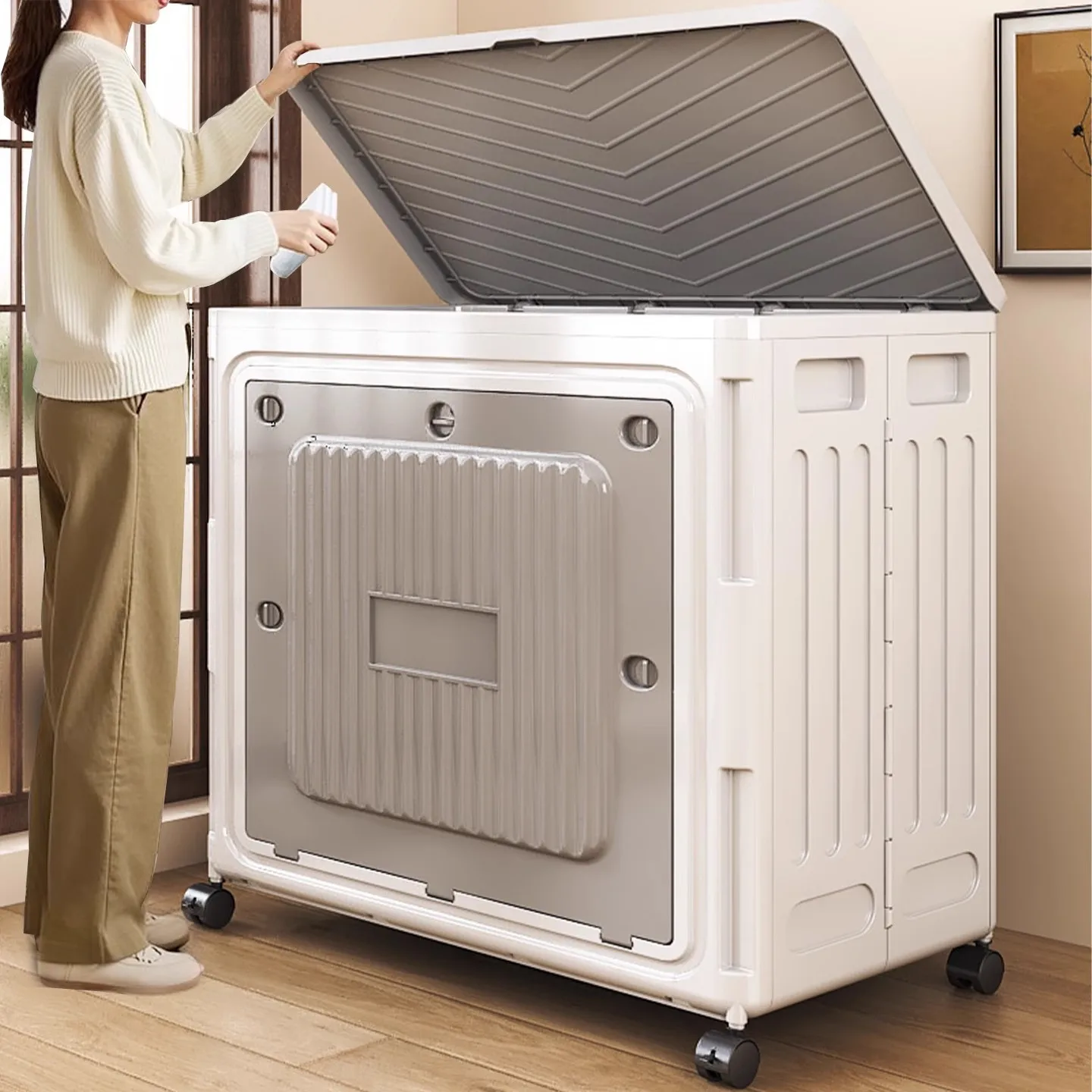 Clothes Storage Box Household Large Capacity Flip Bedroom Clothes Quilt Organizing Box Foldable Storage Cabinet Locker