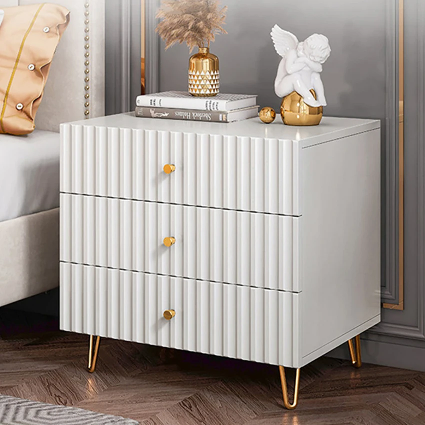 

Light Luxury Bedside Table Modern Minimalist Bedroom Storage Cabinet Multifunctional Night Stands with 3 Drawers 50x40x58CM