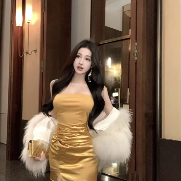 Ele Satin noeud épissure minceur enveloppement autour moulante Dr taille haute ort jupe fermeture éclair Ba fermeture No Sve H ape