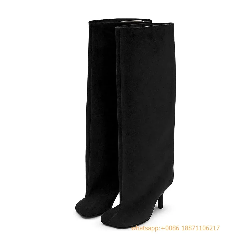 New Catwalk Sexy Ladies Long Boots 2024 Winter Solid Color Fashion Model Fashion Boot Street Square Toe Stiletto Knee-High Boot