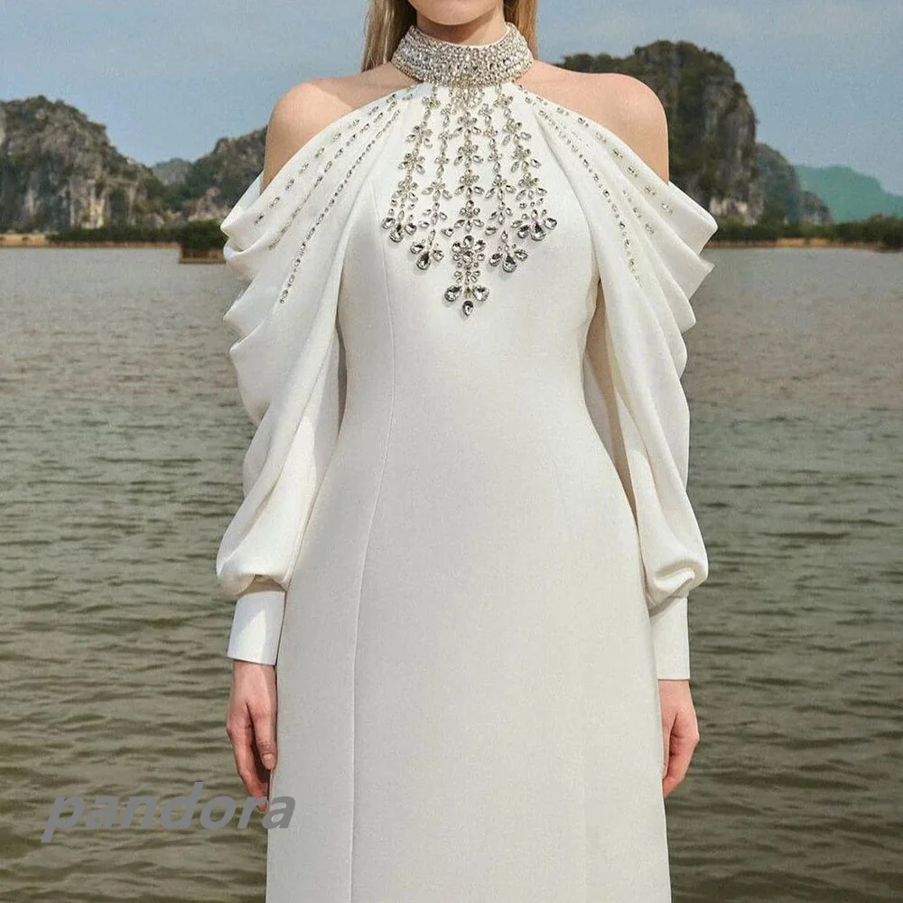 

Pandora Mermaid Deep Halter Formal Bride luxury Floor-length Elegant Wedding Dresses For Woman Saudi Arabia 2024