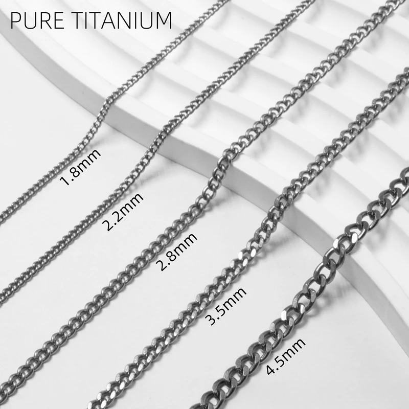 

Модная цепочка-колье из чистого титана с кубинским плетением 1.8/2.2/2.8/3.5/4.5 мм для самостоятельного изготовления подвесок, гипоаллергенная, безопасная для кожи