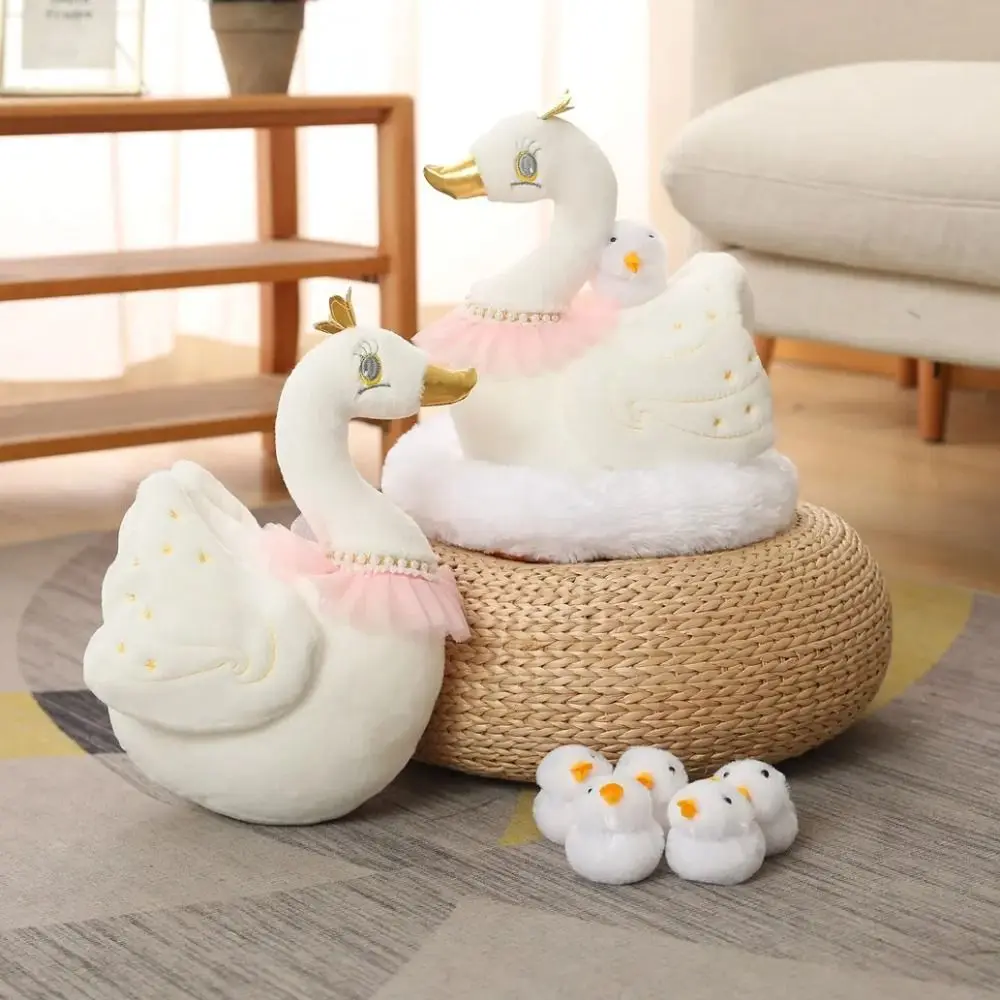 

PP Cotton Simulation Hen Plush Toy With Nest Hen Chick Family Plush Toys Cartoon Fluffy Swan Family Plush Dolls Birthday Parties