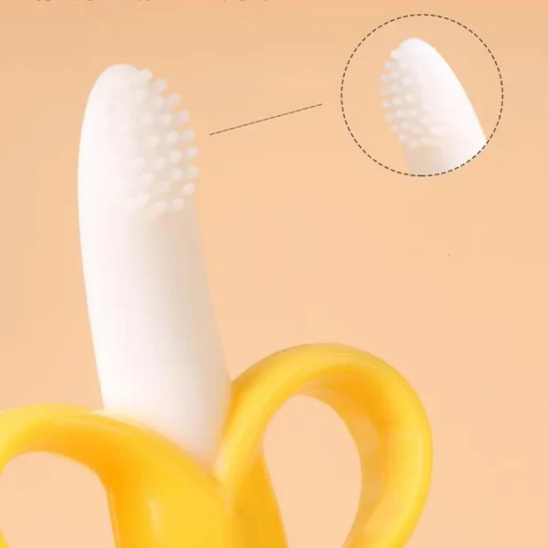 High Quality And Environmentally Safe Baby Teether Teething Ring Banana Silicone Toothbrush