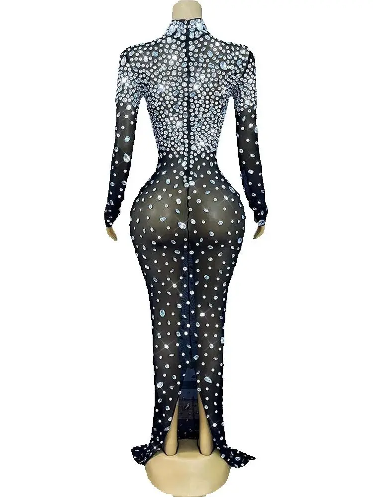 Alta qualidade estampagem quente sexy malha preta vestido elástico 2025 nova moda roupas femininas personalizadas