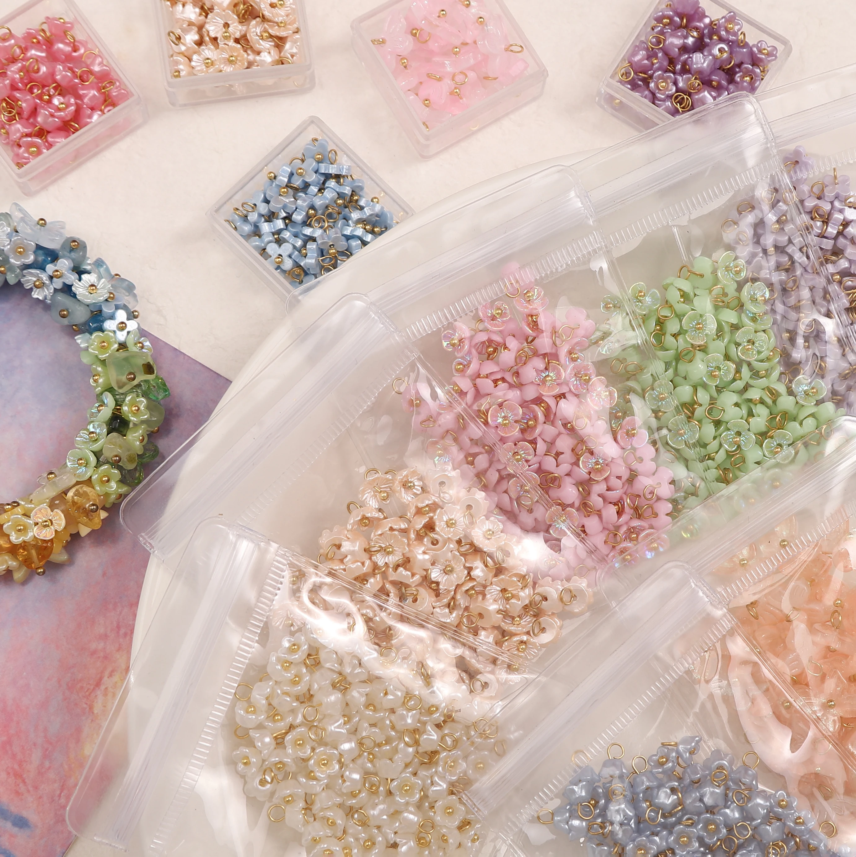 4Styles 5/6/7mm 5Pcs Cute Mini Resin Flower Pendants Charms For Jewelry Making DIY Necklace Bracelet Earring Key Chain Findings