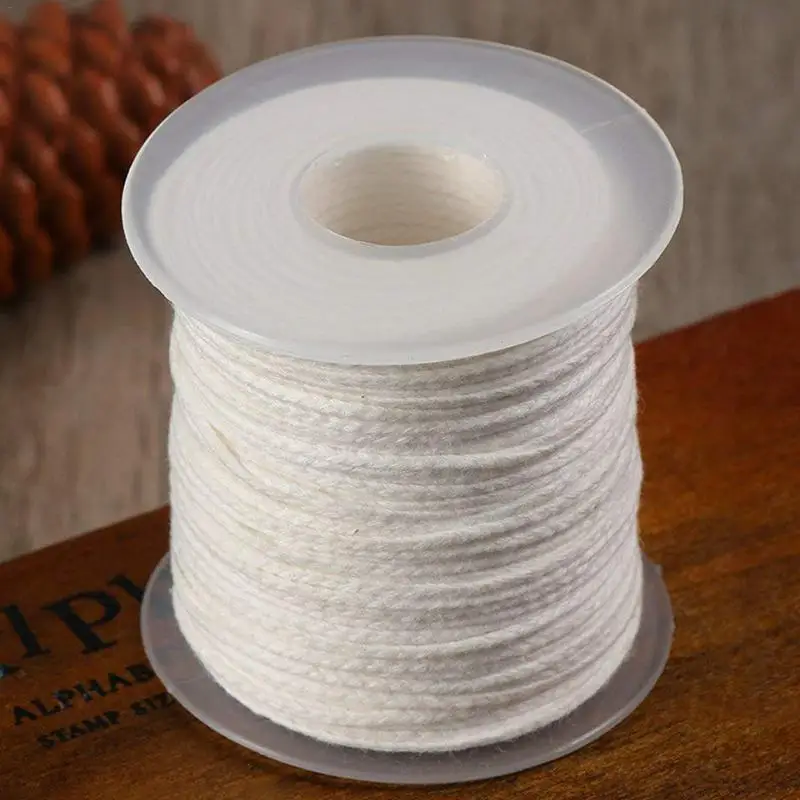 1 Roll 200 Feet 61M White Candle Wick Cotton Candle Woven Wick for Candle DIY and Candle Making Candle Making Supplies