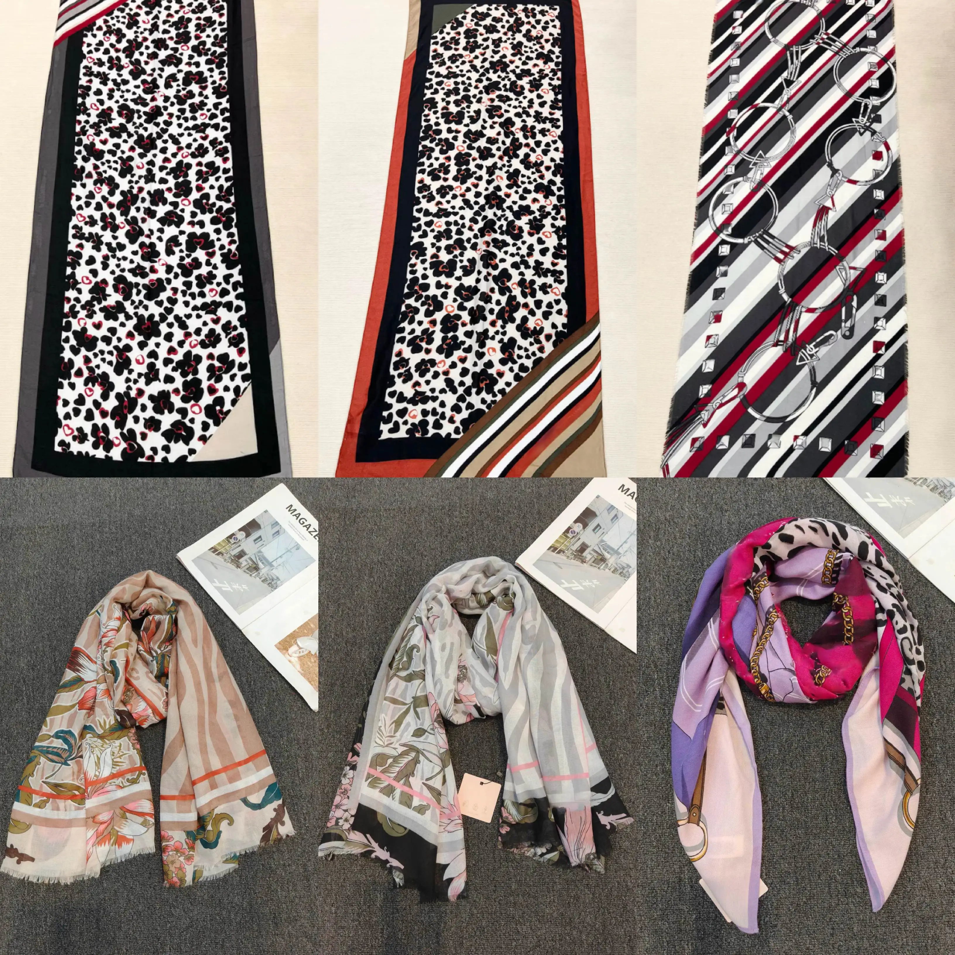 Foreign trade European, American and Italian scarves 2025 new versatile shawl 90 * 190 printed long scarf (multiple models)