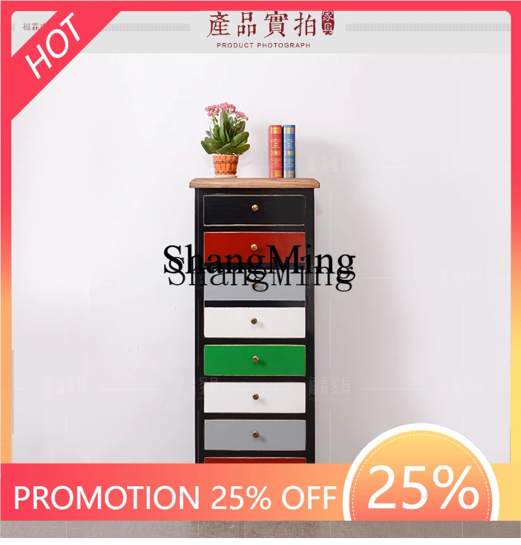 

ZYY exquisite new Chinese solid wood painted retro old six drawer locker decorative storage six bucket file medicine cabinet