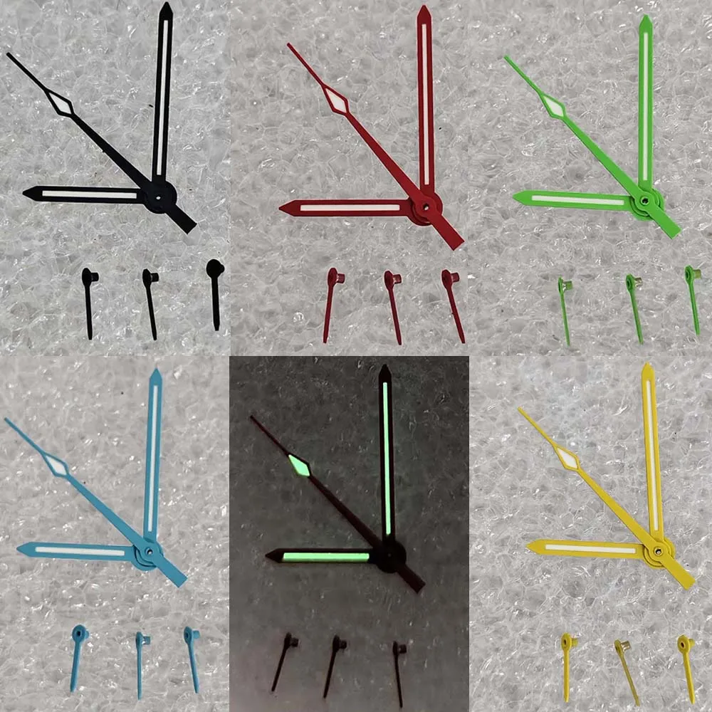 Green Luminous Hands for VK63 Movement 6Pins Black/Yellow/Red/Blue/Green Hands Replacement Watch Pointers Accessories