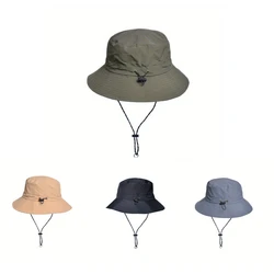 Solid Waterproof Bucket Hat for Women Men Foldable Brim Sun Hat Hangable Hiking Outdoor Camping Panama Cap Quick Dry Fishing Cap