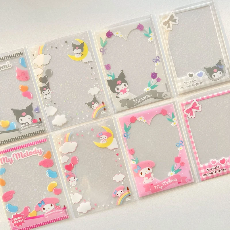 20Pcs Cute Japanese Cartoon Characters Kpop Photo Card Holder Idol Laser Photo Protective Display Sleeves Kawaii Stationery