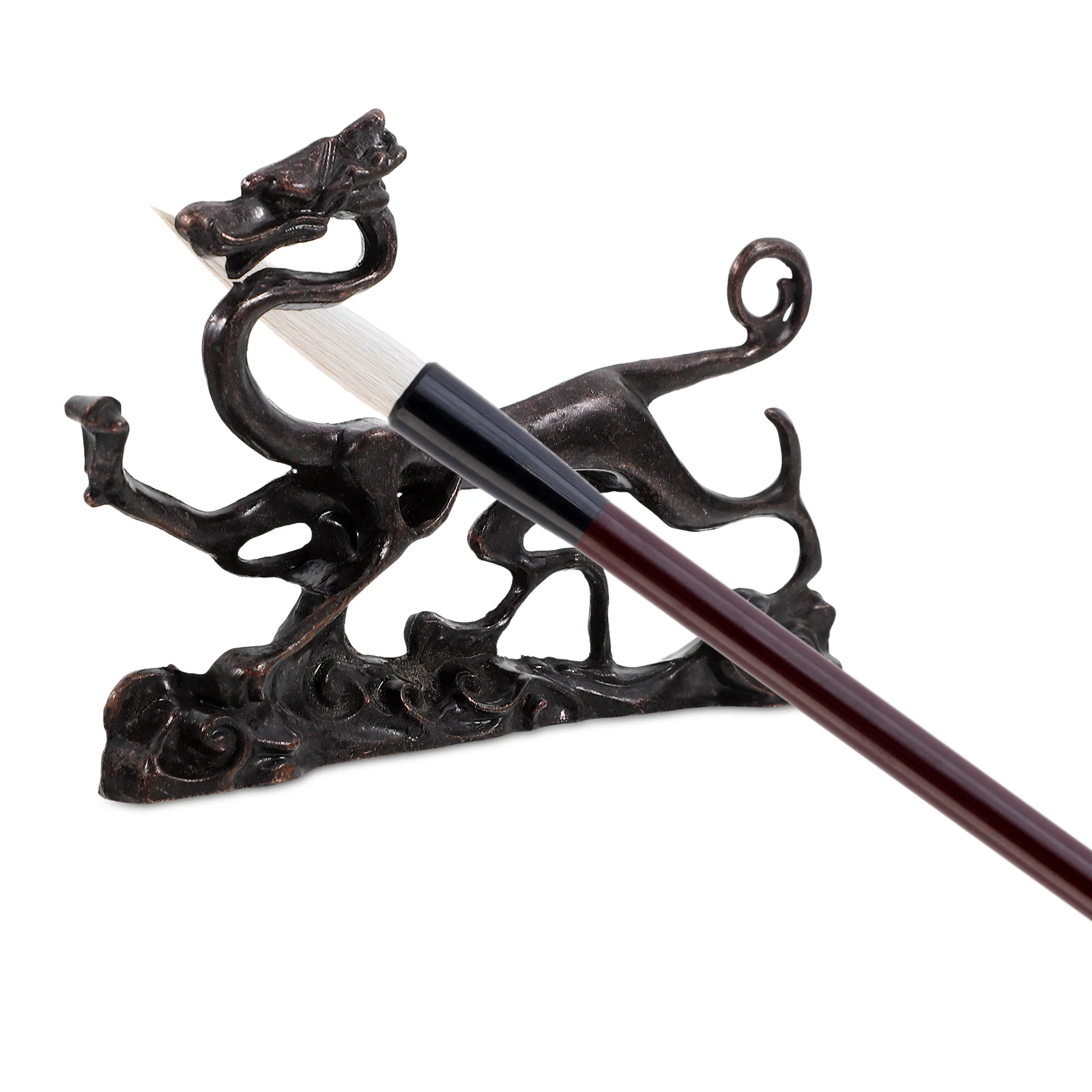 

Intricate Dragon Design Brush Rest Copper Calligraphy Pen Holder for Home Office Desk Decor Pen Rack Storage Brush Rest