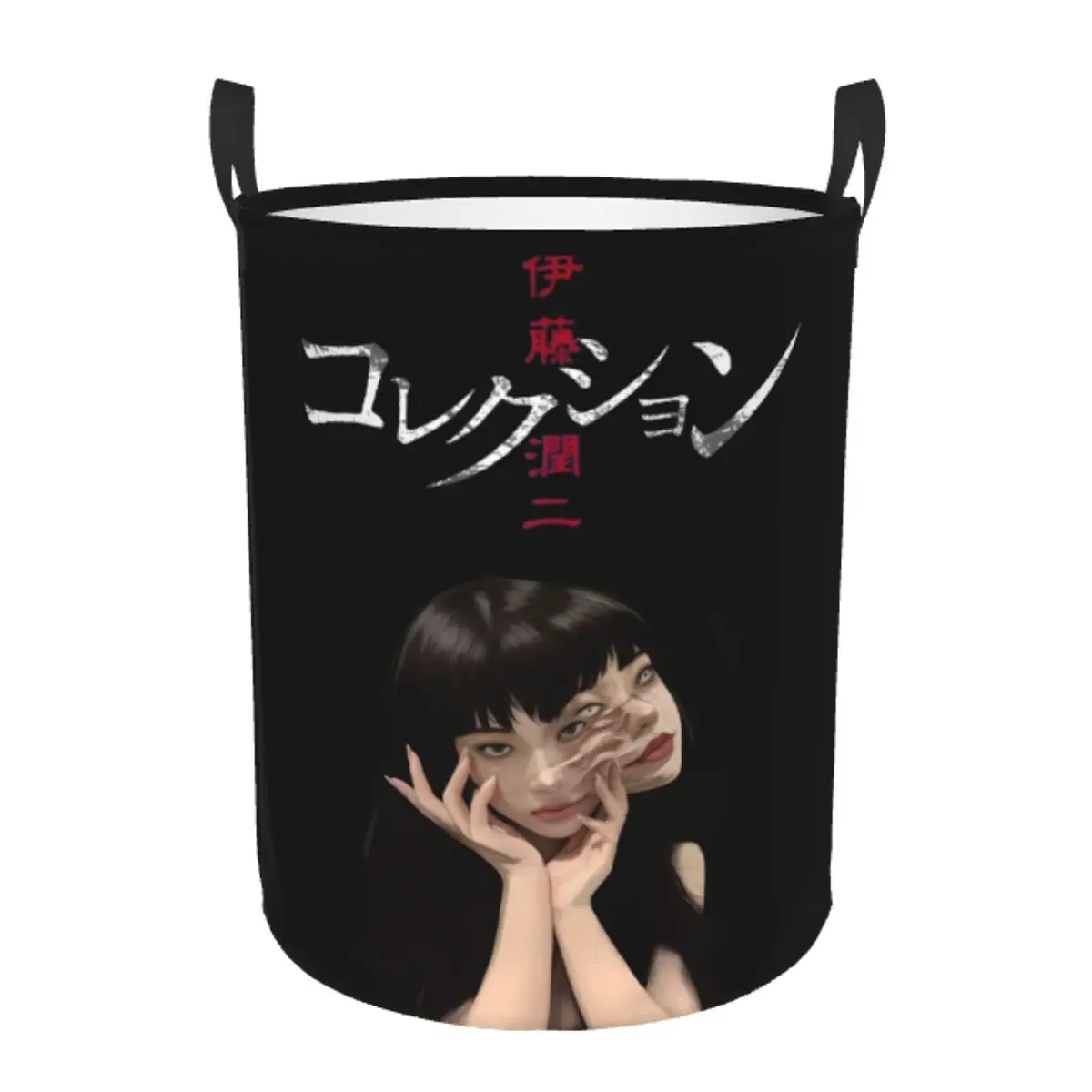 

Custom Japan Horror Anime Junji Ito Laundry Basket Collapsible Manga Clothing Hamper Toys Organizer Storage Bins