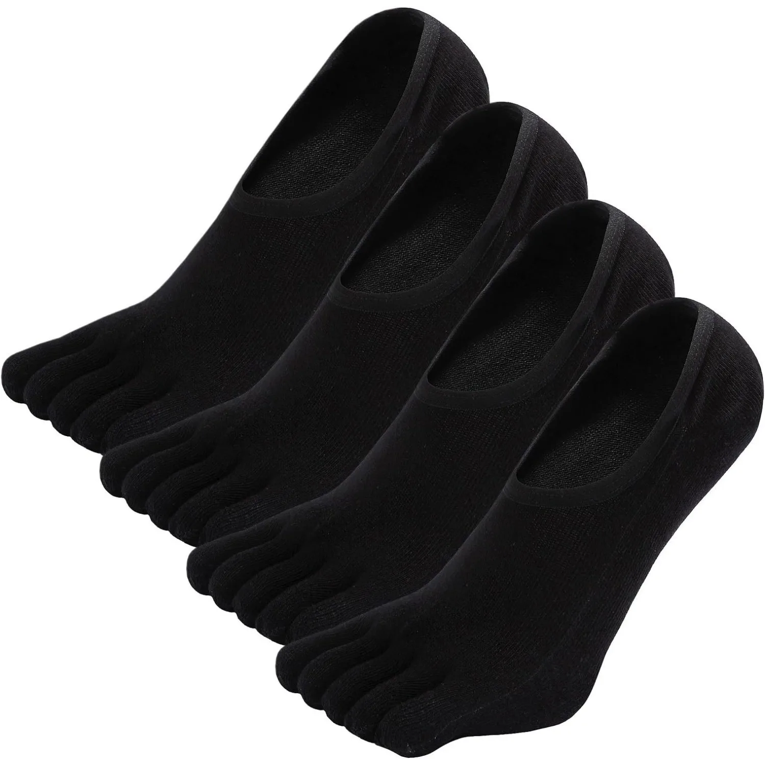 

4 Pairs Five Finger Socks Men's Pure Cotton Five Toe Socks Sweat Absorbing Split Invisible Low Cut Boat Loafer Socks For Men