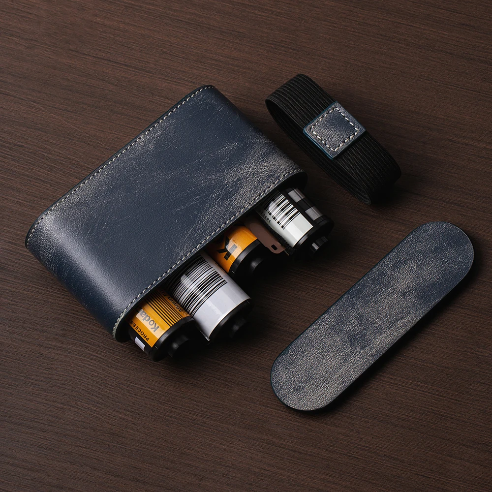 

120/135/35 Film Case for 135 35mm Film Genuine Leather Storage Box 4 Rolls of 135mm Black&White Color Film Container Case