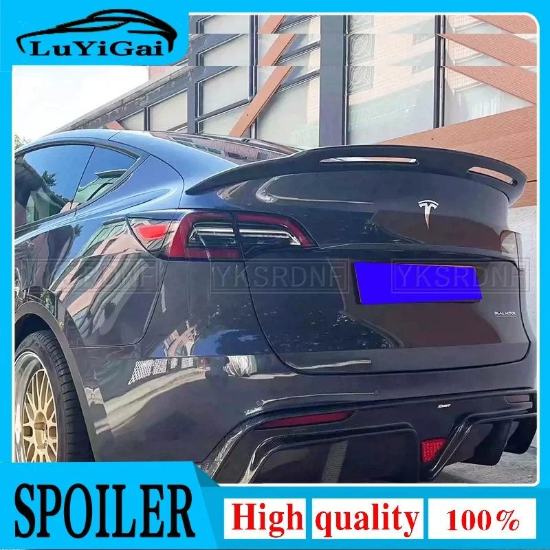 

For Tesla Model Y Rear Trunk Lid Spoiler Wing Real Glossy Black Car Tailgate Flap Trim Decklid Splitter Lip Body Kit