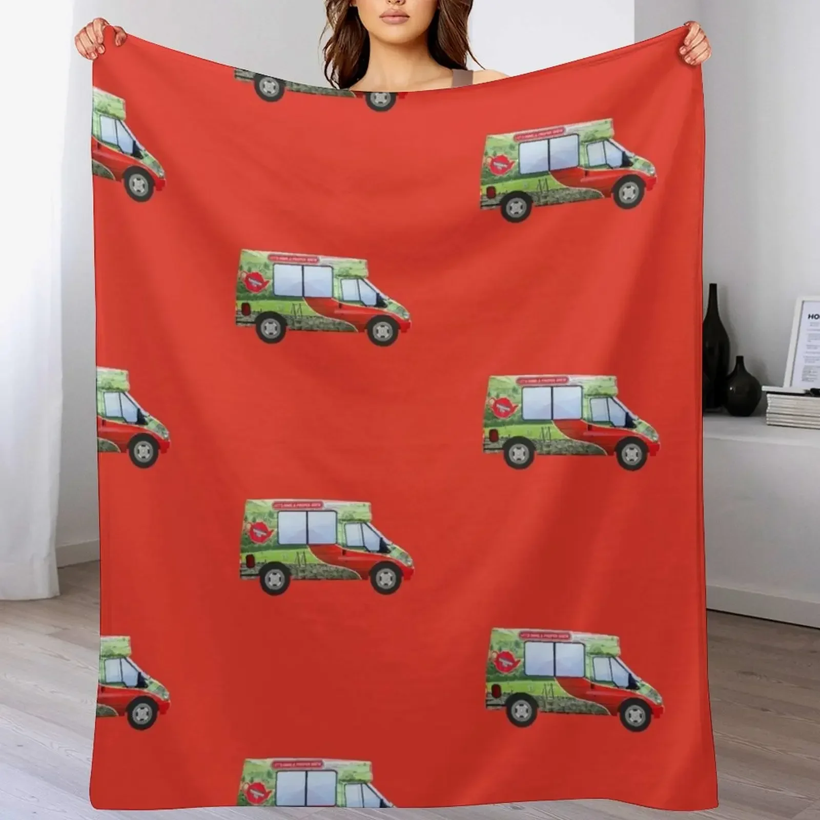 

Yorkshire Tea Van Red Throw Blanket Softest Custom Sleeping Bag Multi-Purpose Blankets