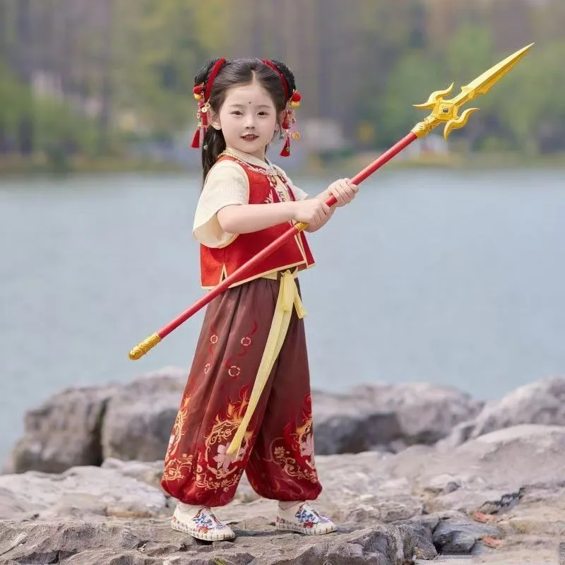 2026 Children's Hanfu Costume Set Creative Chinese Girls' Spring Ancient Costume Performance Kids' Top Pant Clothing Set LJ711