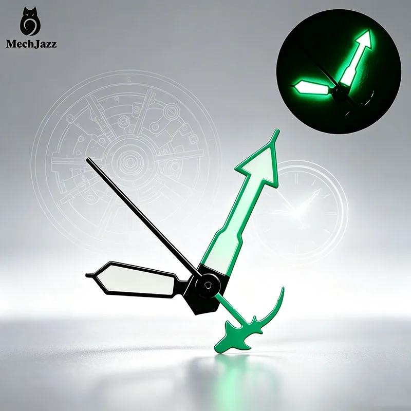 MechJazz Arrow Deer Horn 3C Green Luminous Watch Hands Set Fit NH34 NH35 NH36 NH38 NH39 Mechanical Watch Modification Parts