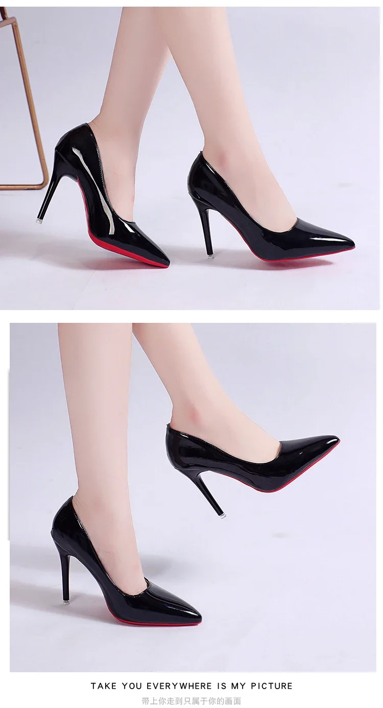 Sexy Weiße Nude Spitze Lackleder High Heels mit Roter Sohle für Partys und Abschlussbälle, Minimalistische Pumps mit Flachem Schaft für Beruf und Freizeit – Detail 2