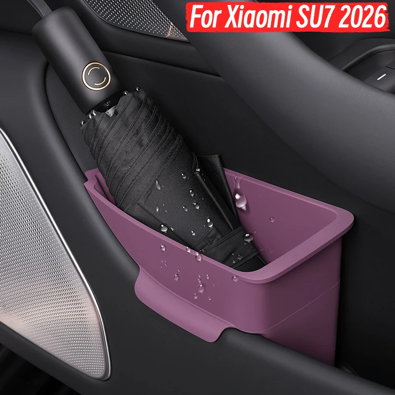 For Xiaomi SU7 2026 Silicone Car Door Storage Box Umbrella Bucket Shock-Absorbing Interior Accessories