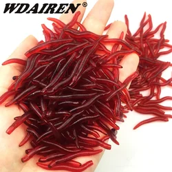 100 adet/grup kırmızı solucan yumuşak lures tuzlu koku simülasyon solucan balık kokusu balıkçılık lure Worms sazan olta takımı aksesuarları