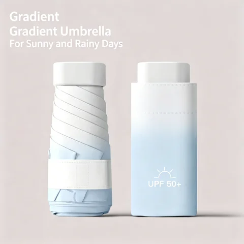 Mini Portable Umbrella 6-Fold UV Protection Sunshade Rain Sunscreen Vinyl Small Umbrella for All Seasons for Men And Women