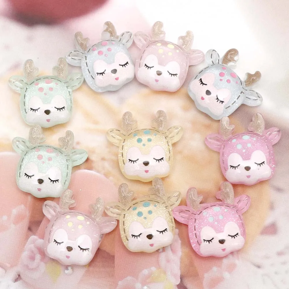 

10 Pcs Fawn Resin Cute Crafts Home Decoration Hair Rope Mobile Phone Shell Decoration Accessories Scrapbook Craft