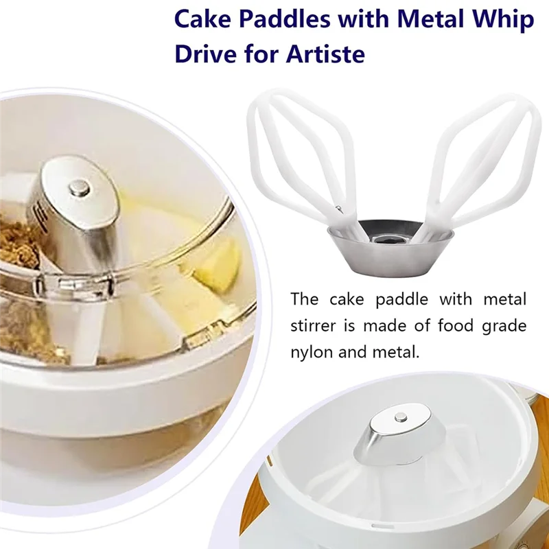 

B07B-2Pcs Cake Paddles With Metal Whip Drive For Artiste Stand Mixers For Universal Plus Nutrimill Mixers