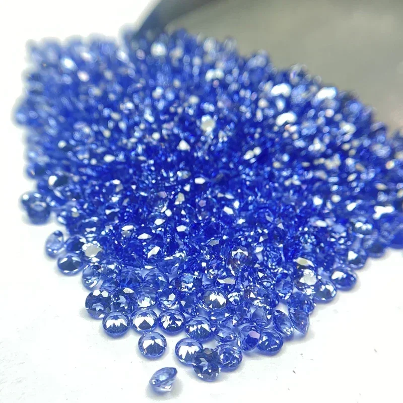 Lab Grown Sapphire Small Size Round Shape Royal Blue Color Gemstones for DIY Ring Necklace Earrings Making Extremely Shiny