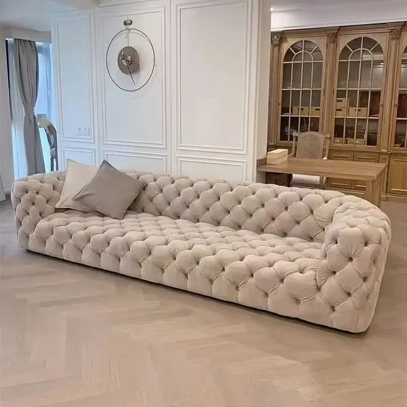 Italian Fabric Living Room Sofas Beige Sleep Twin Designer Lazy Double Sofas Bedroom Lounges Canape Salon House Accessories