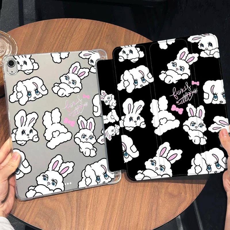 Smart Stand Case Cover for IPad Air 6 Case IPad 10th Gen Air 5th 4th 10.9 Pro 11 2nd 3rd 4th IPad 10.2 7th 9th 8th Plush Rabbit
