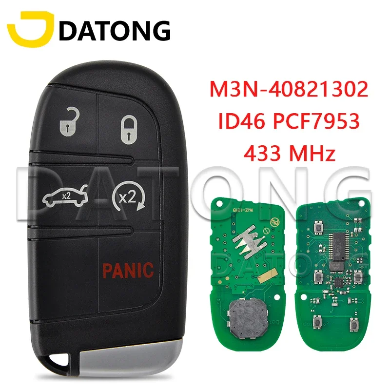 

Datong World Car Remote Key For Jeep Grand Cherokee Dodge Dart Charger Challenger M3N-40821302 ID46 PCF7953A Chip 433 Keyless Go