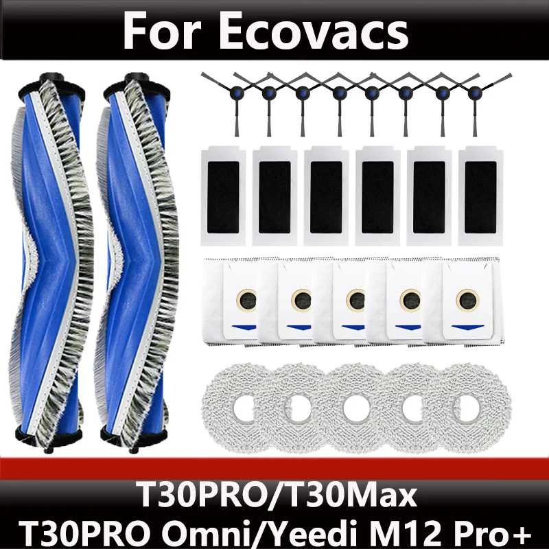 

For ECOVACS T30S PRO /T30 PRO OMNI YEEDI M12 Pro+ Robot Vaccum Replacement Parts Dust Bag Main Side Brush Filter Mop Accessorie