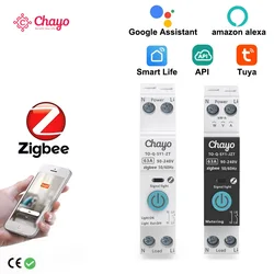 TUYA ZigBee Smart Circuit Breaker Power Metering 1P 63A DIN Rail for Smart Home wireless Remote Control Smart Switch by APP TONG