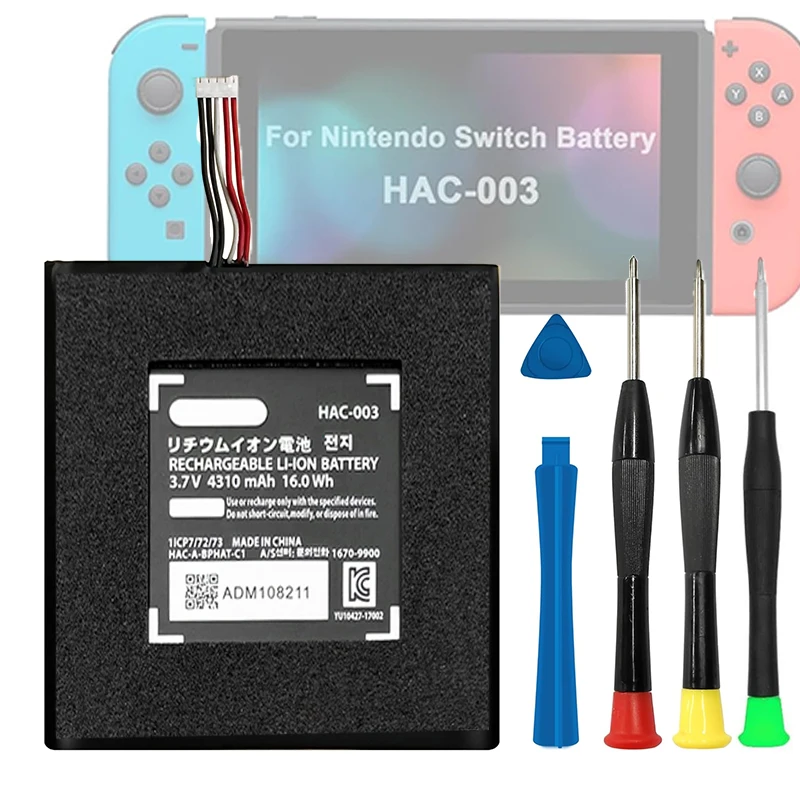 

HAC-003 battery 4310mAh High Capacity Battery hac-003 Repalcement for Switch 2017 Game Console HAC-003 3.7V 16Wh（1/2pcs）