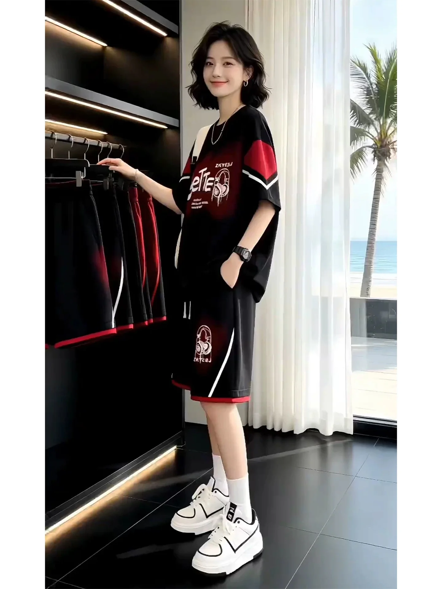 

Cool Teenage Boys Sporty Casual Ice Cool Short Sleeve Short Pants Two Piece Set Summer Breathable Polyester Fiber T-Shirt