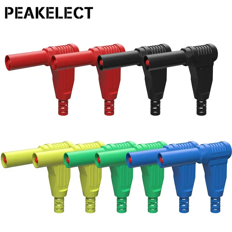 Peakelect P3014 10 Pcs Ângulo Direito mm Banana Plug 90 Graus Conectores Isolados tipo de Solda Faça Você Mesmo Adaptador Multímetro Parte